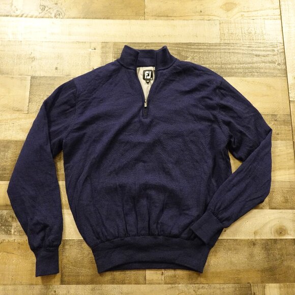Footjoy Performance Lined Merino wool Sweater Quarter Zip men's large navy - Picture 1 of 13